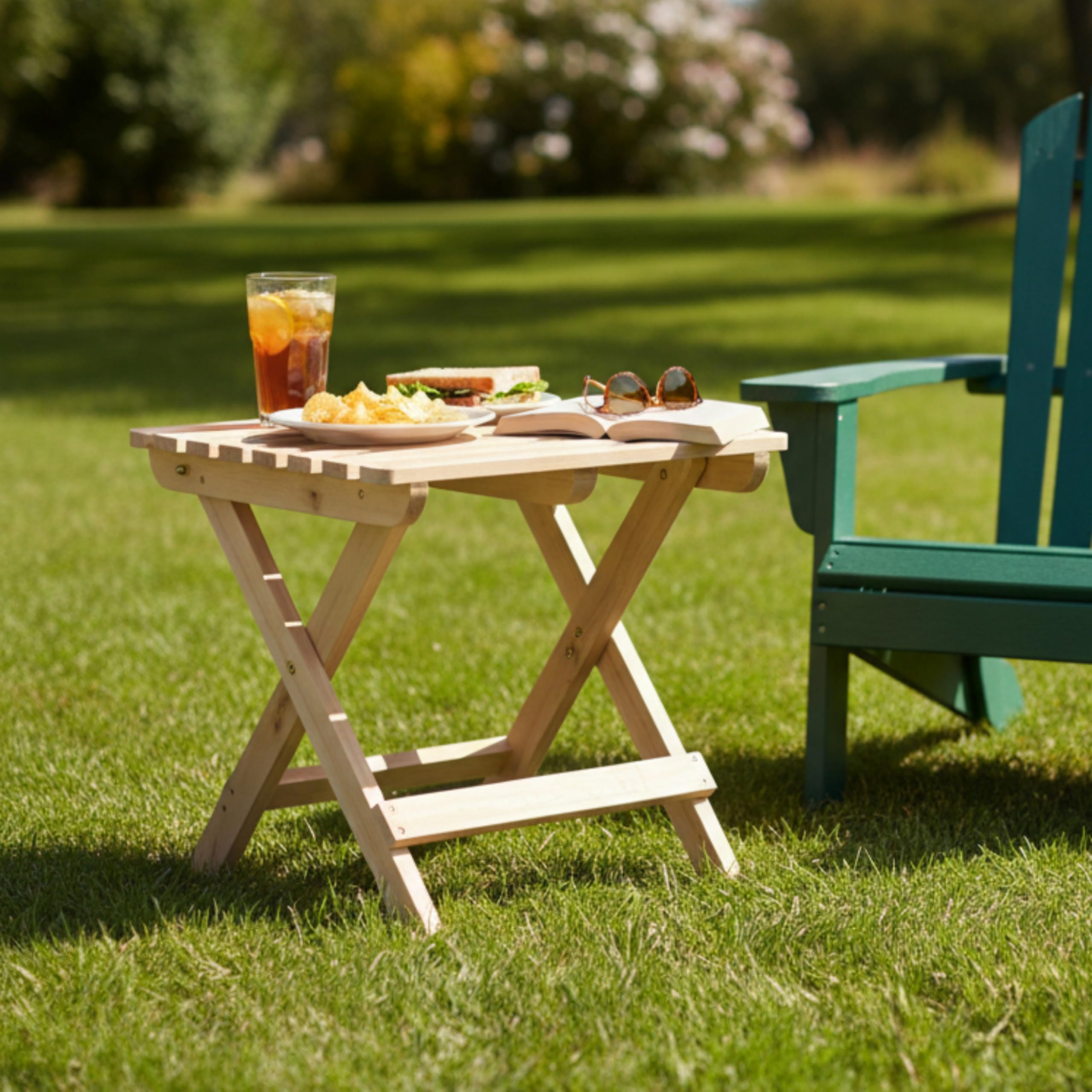 Amazon.com : Shine Company Square Wooden Folding Solid Wood Side